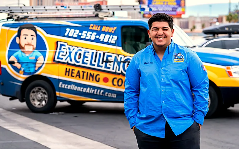 Excellence technician with a company service van