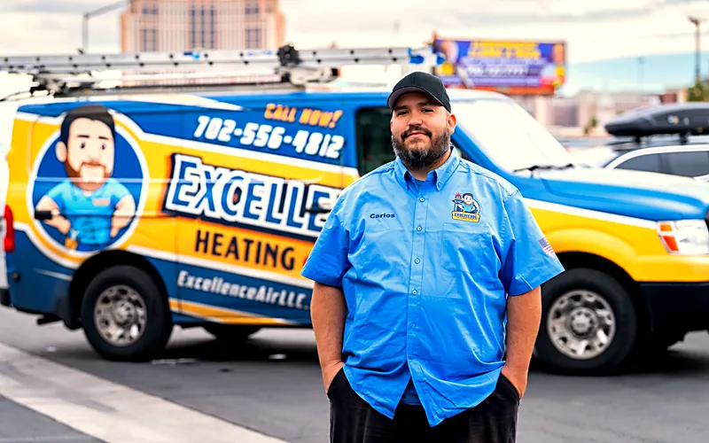 Excellence technician with a company service van