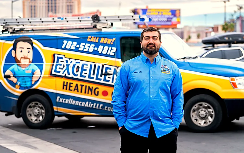 Excellence technician with a company service van